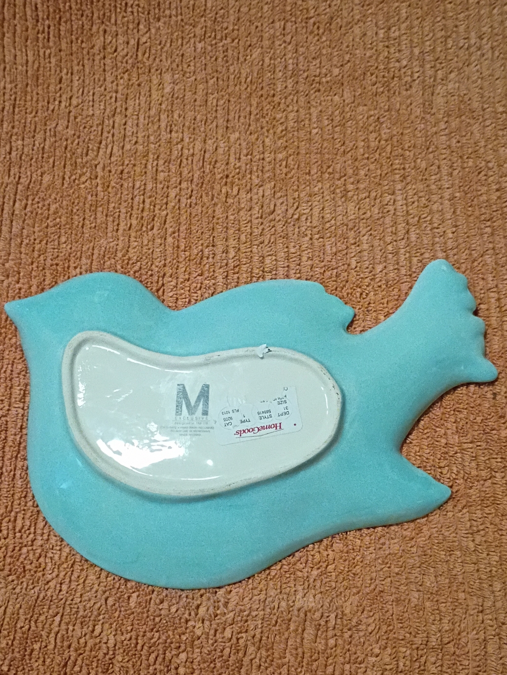 Magenta Aqua Bird-Shaped Serving Platter